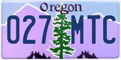 OR license plate 027MTC