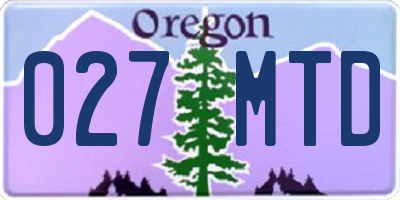 OR license plate 027MTD