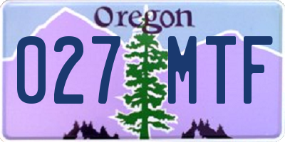 OR license plate 027MTF