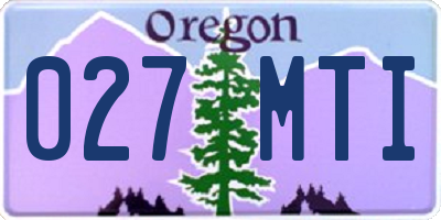 OR license plate 027MTI