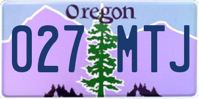 OR license plate 027MTJ
