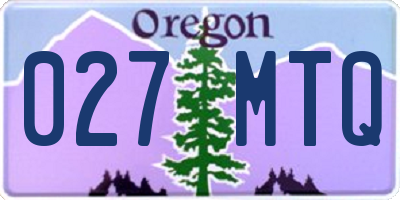 OR license plate 027MTQ