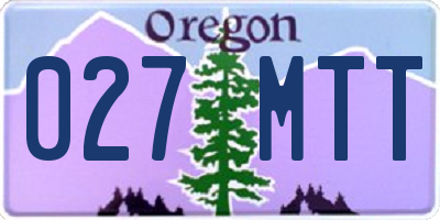 OR license plate 027MTT