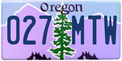 OR license plate 027MTW