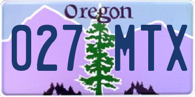 OR license plate 027MTX