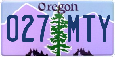 OR license plate 027MTY