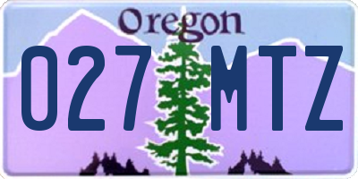 OR license plate 027MTZ