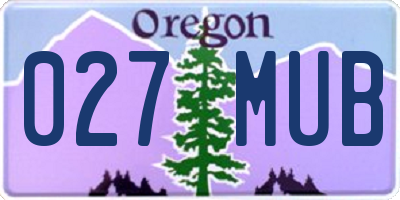 OR license plate 027MUB
