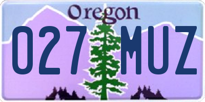 OR license plate 027MUZ