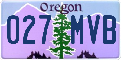 OR license plate 027MVB