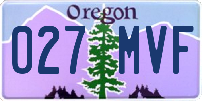 OR license plate 027MVF