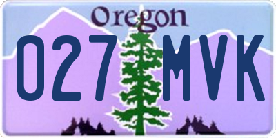 OR license plate 027MVK