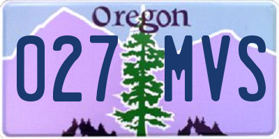 OR license plate 027MVS