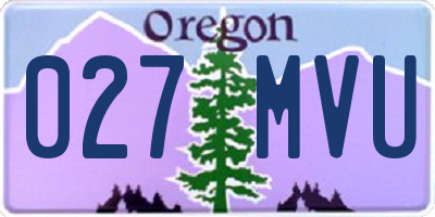 OR license plate 027MVU