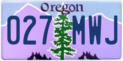 OR license plate 027MWJ