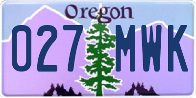 OR license plate 027MWK