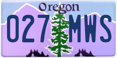 OR license plate 027MWS