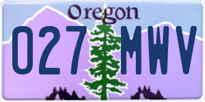 OR license plate 027MWV