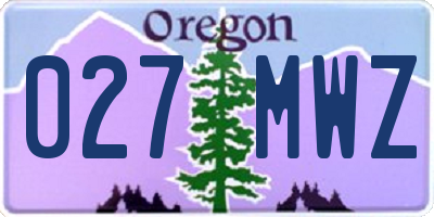 OR license plate 027MWZ