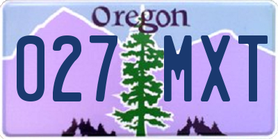 OR license plate 027MXT