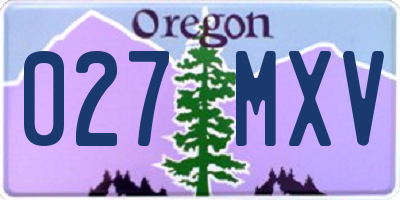 OR license plate 027MXV