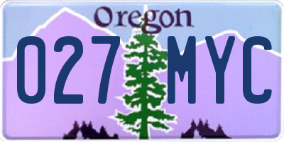 OR license plate 027MYC