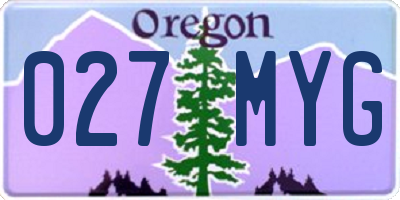 OR license plate 027MYG