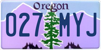 OR license plate 027MYJ