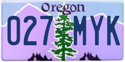 OR license plate 027MYK