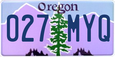 OR license plate 027MYQ