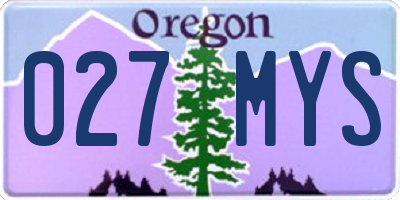 OR license plate 027MYS
