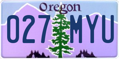 OR license plate 027MYU