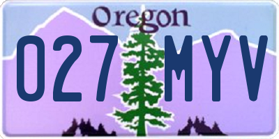 OR license plate 027MYV