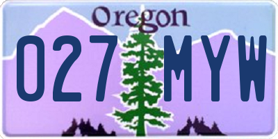 OR license plate 027MYW