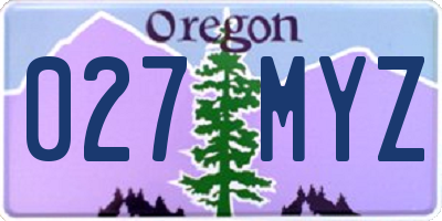 OR license plate 027MYZ