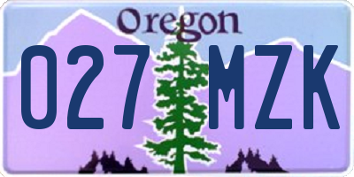 OR license plate 027MZK