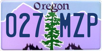 OR license plate 027MZP