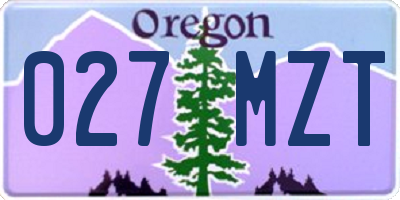 OR license plate 027MZT