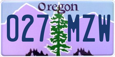 OR license plate 027MZW