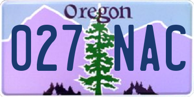 OR license plate 027NAC