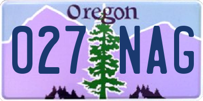 OR license plate 027NAG