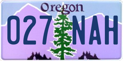 OR license plate 027NAH