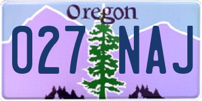 OR license plate 027NAJ