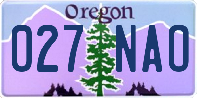 OR license plate 027NAO