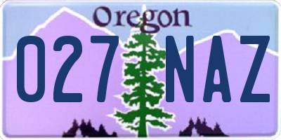 OR license plate 027NAZ