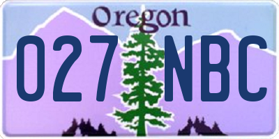 OR license plate 027NBC