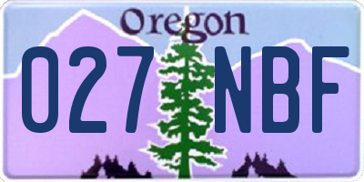 OR license plate 027NBF