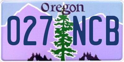 OR license plate 027NCB
