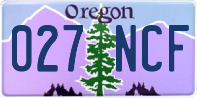 OR license plate 027NCF