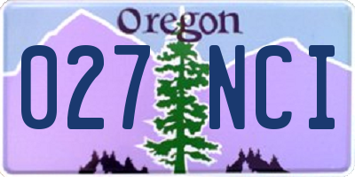 OR license plate 027NCI